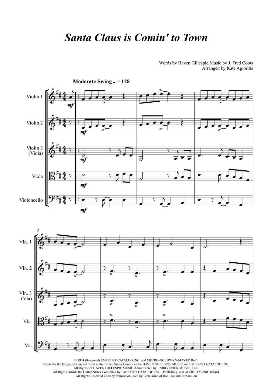Santa Claus Is Comin' To Town String Quartet scores gallery preview page 4