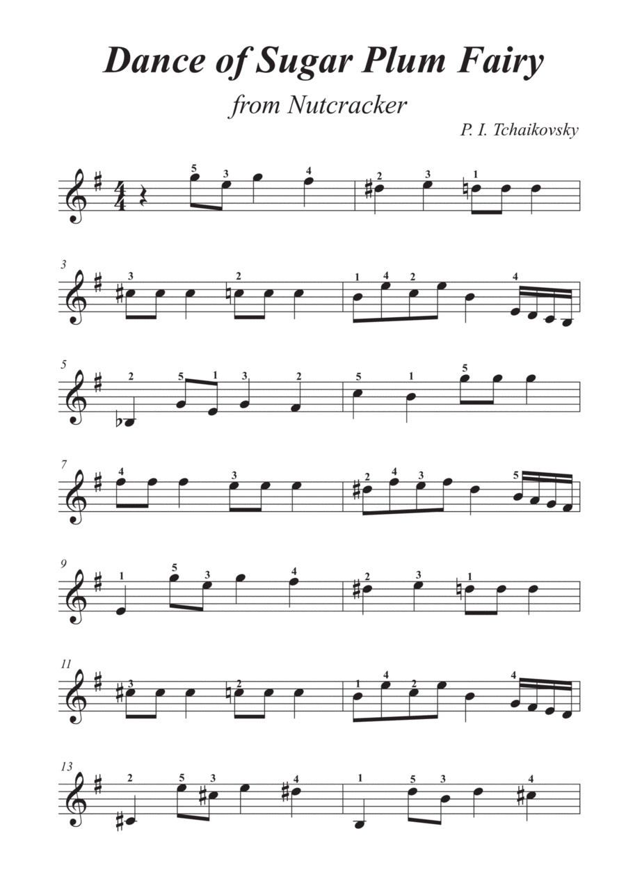 Dance of Sugar Plum Fairy - Easy Treble clef Easy Piano scores gallery preview page 1