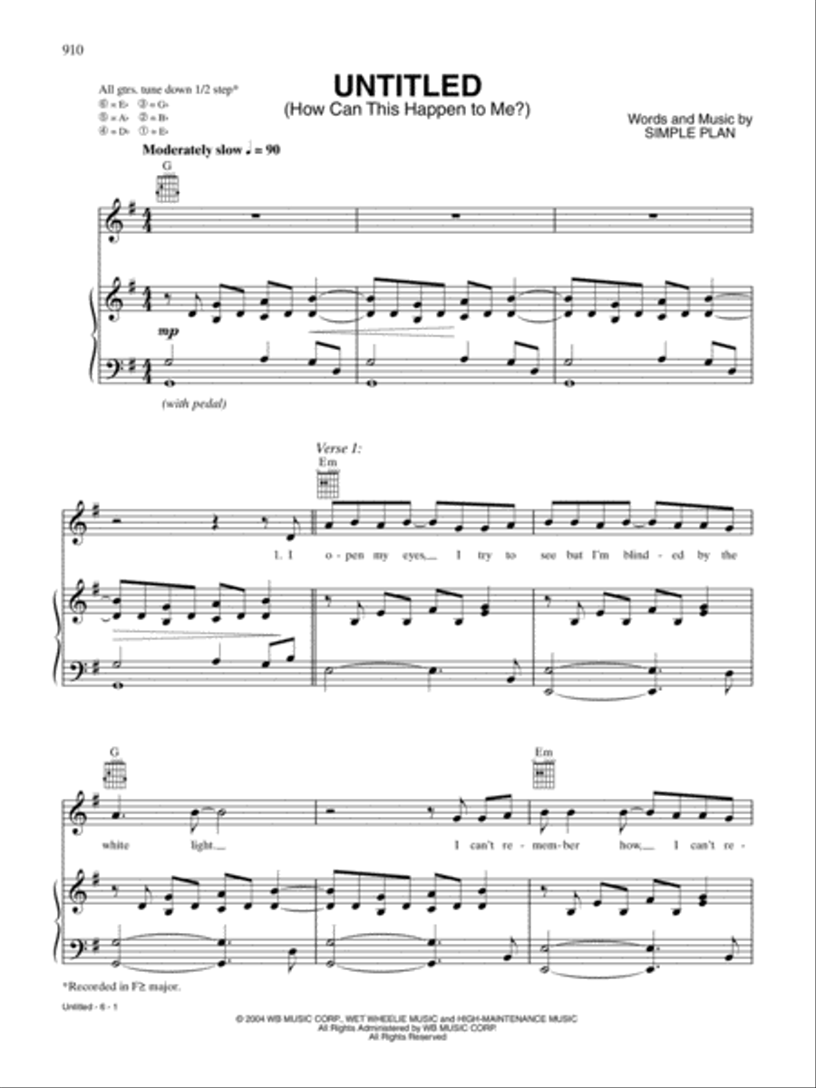 Untitled (How Could This Happen to Me?) Piano, Vocal, Guitar scores gallery preview page 1