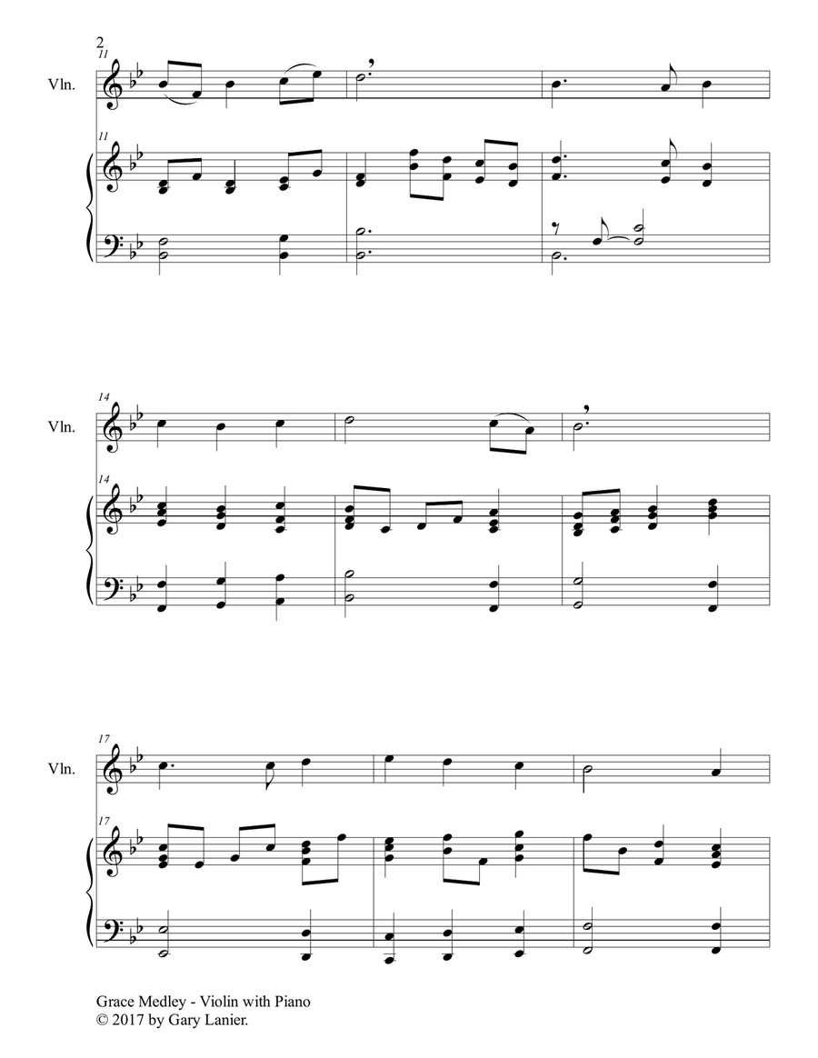 GRACE MEDLEY (for Violin with Piano - Instrument Part included) Violin Solo scores gallery preview page 3