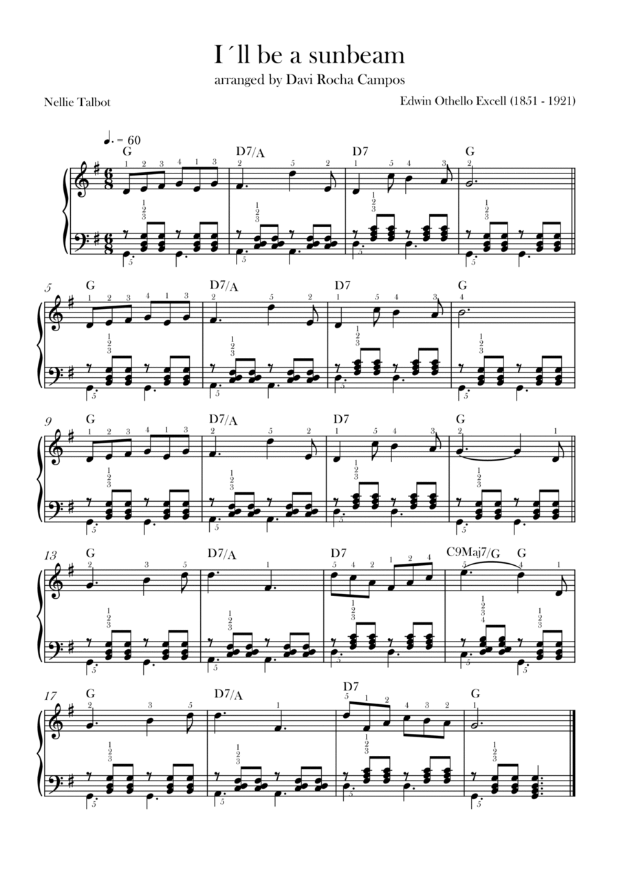I'll be a sunbeam Piano Solo scores gallery preview page 1