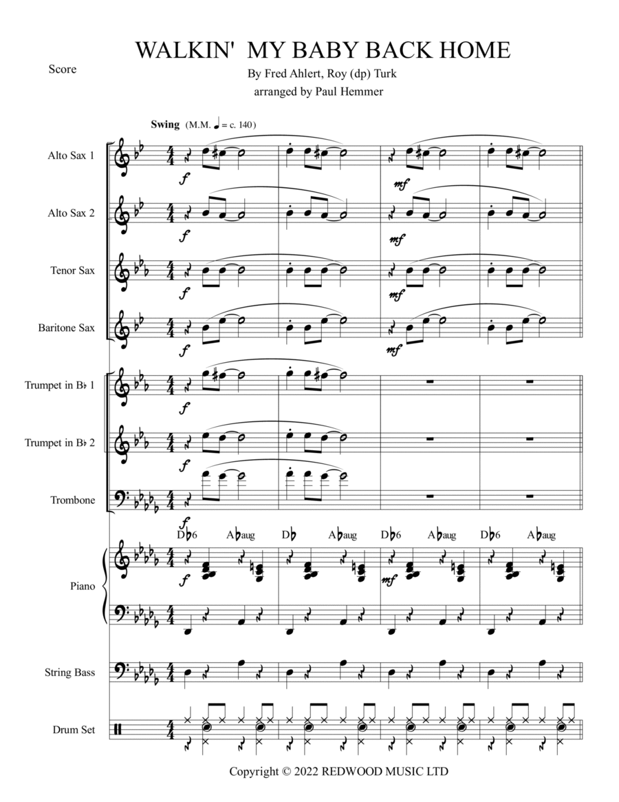 Walking My Baby Back Home Jazz Ensemble scores gallery preview page 1