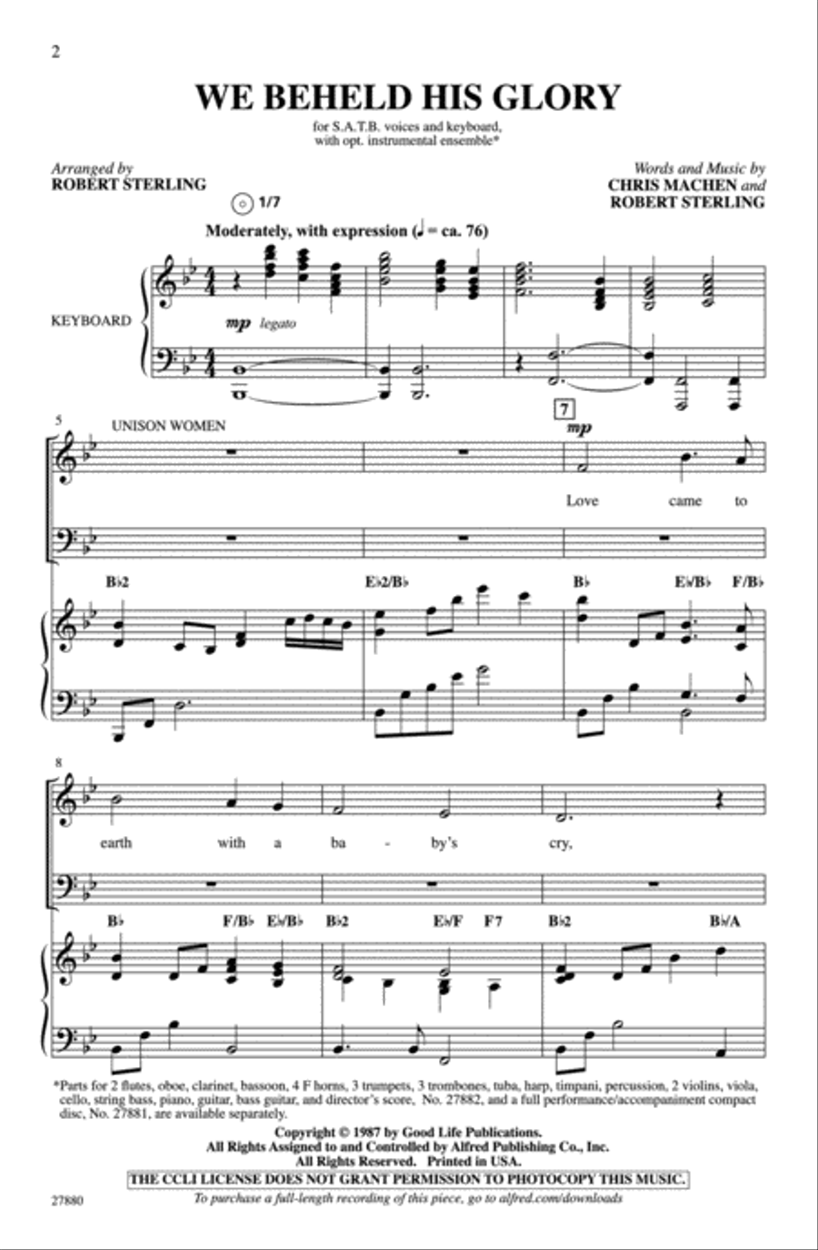 We Beheld His Glory We Beheld His Glory 4-Part scores gallery preview page 2
