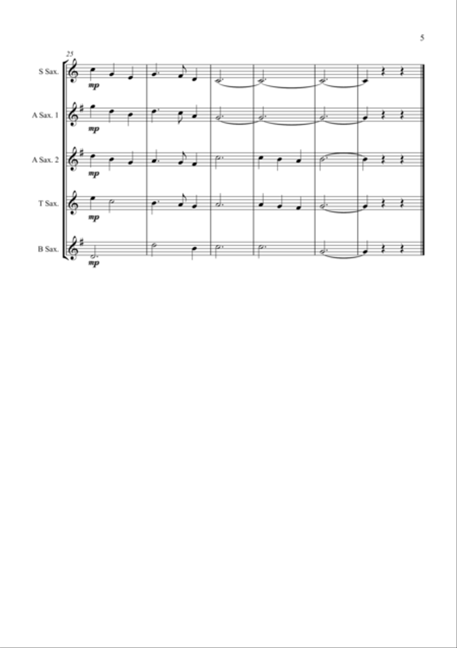 Carols for Four (or more) - Fifteen Carols for Saxophone Quartet Saxophone Quartet scores gallery preview page 5