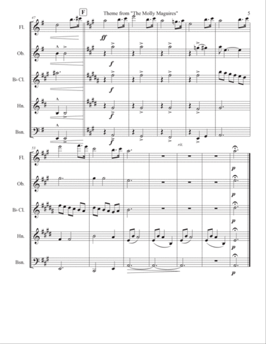 The Molly Maguires The Molly Maguires Woodwind Quintet scores gallery preview page 5