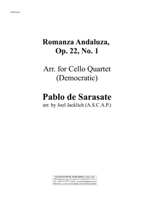 Romanza Andaluza, Op. 22, No. 1 for Cello Quartet