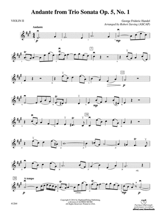 Andante from Trio Sonata Op. 5, No. 1: 2nd Violin