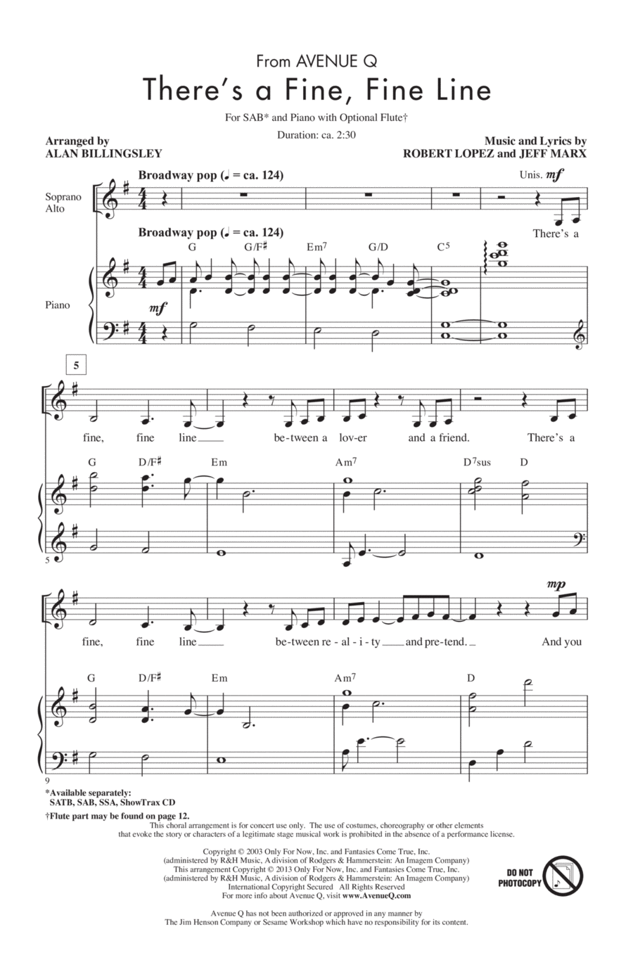 There's A Fine, Fine Line 3-Part scores gallery preview page 1