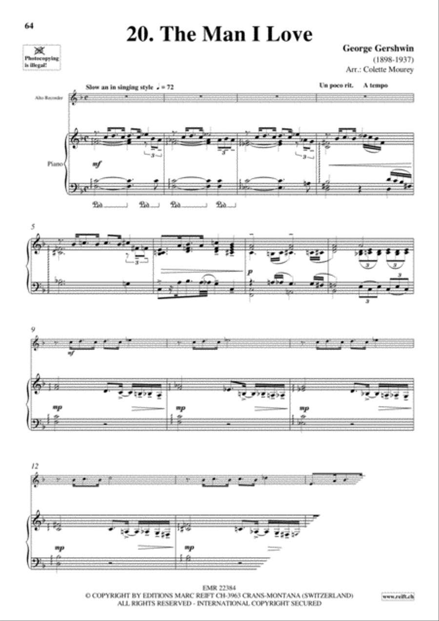 Gershwin 20 Greatest Hits Alto Recorder scores gallery preview page 22
