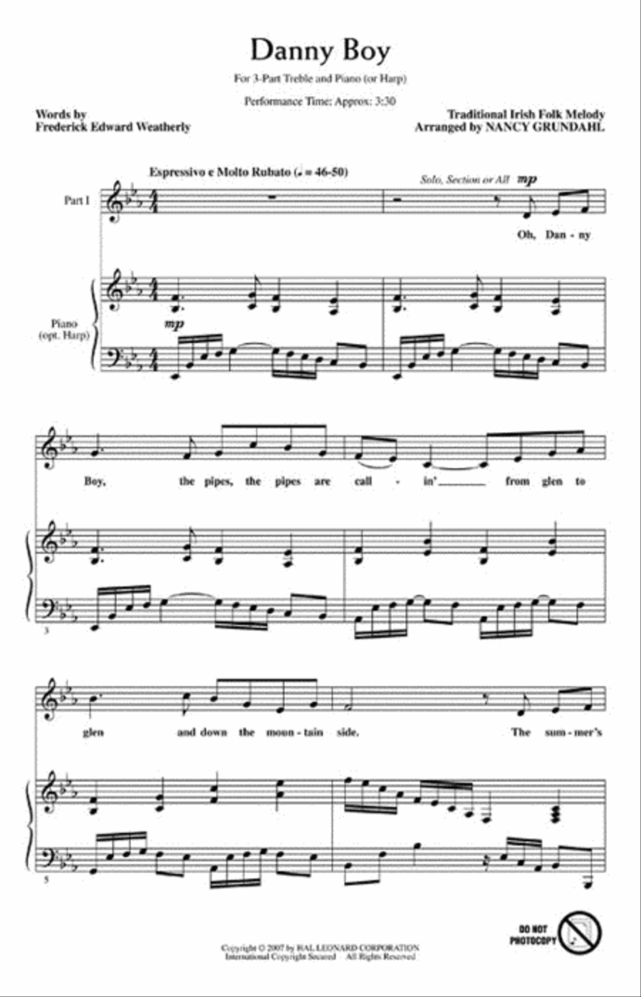 Danny Boy 3-Part scores gallery preview page 2