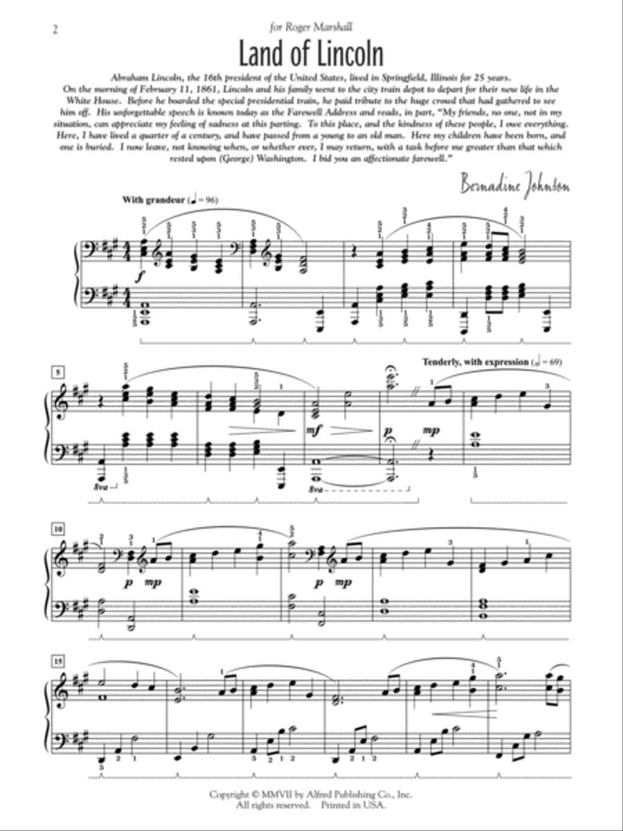 Land of Lincoln Piano Solo scores gallery preview page 2