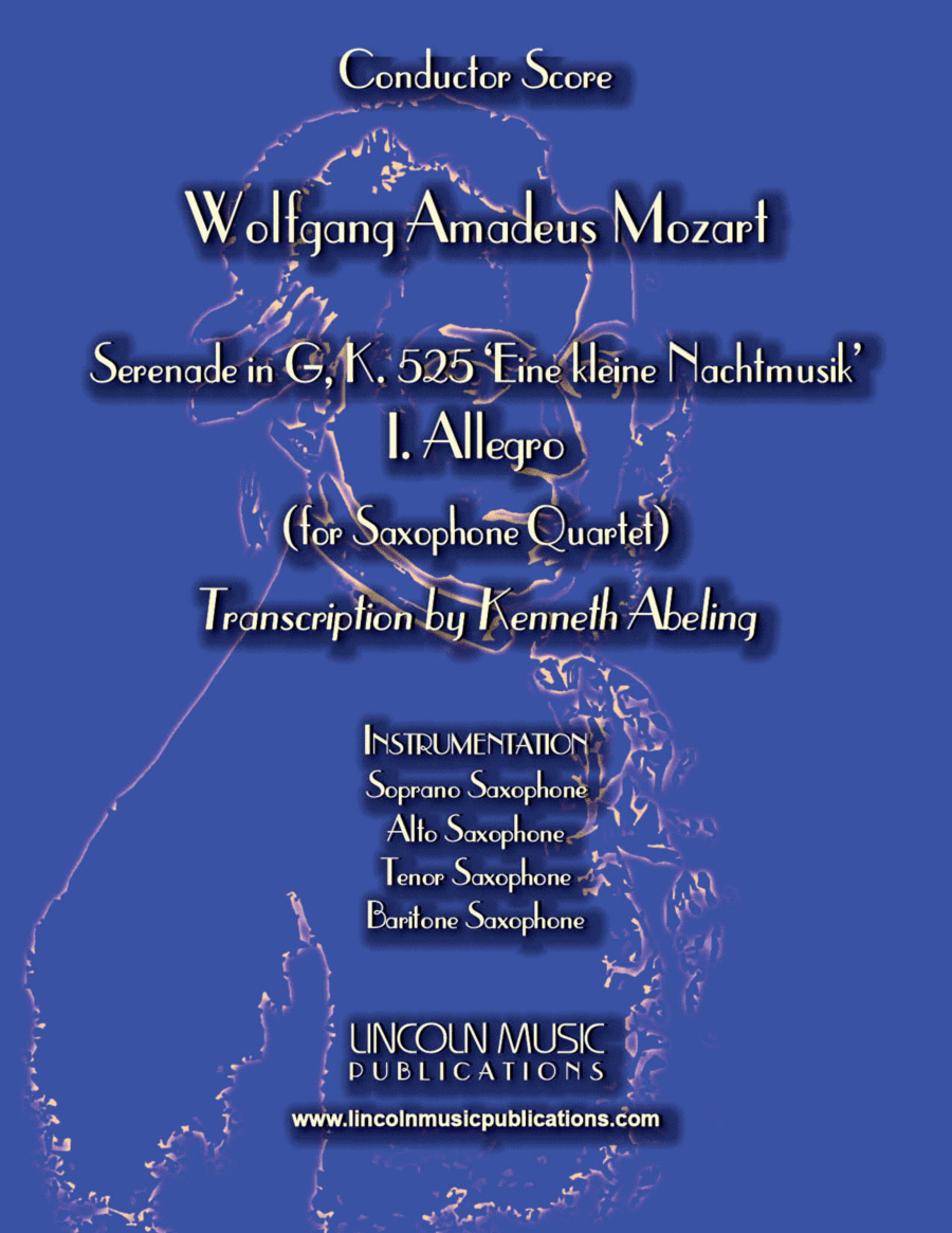 Mozart - Serenade in G – I. Allegro (Eine kleine Nachtmusik) (for Saxophone Quartet SATB) Saxophone Quartet scores gallery preview page 1