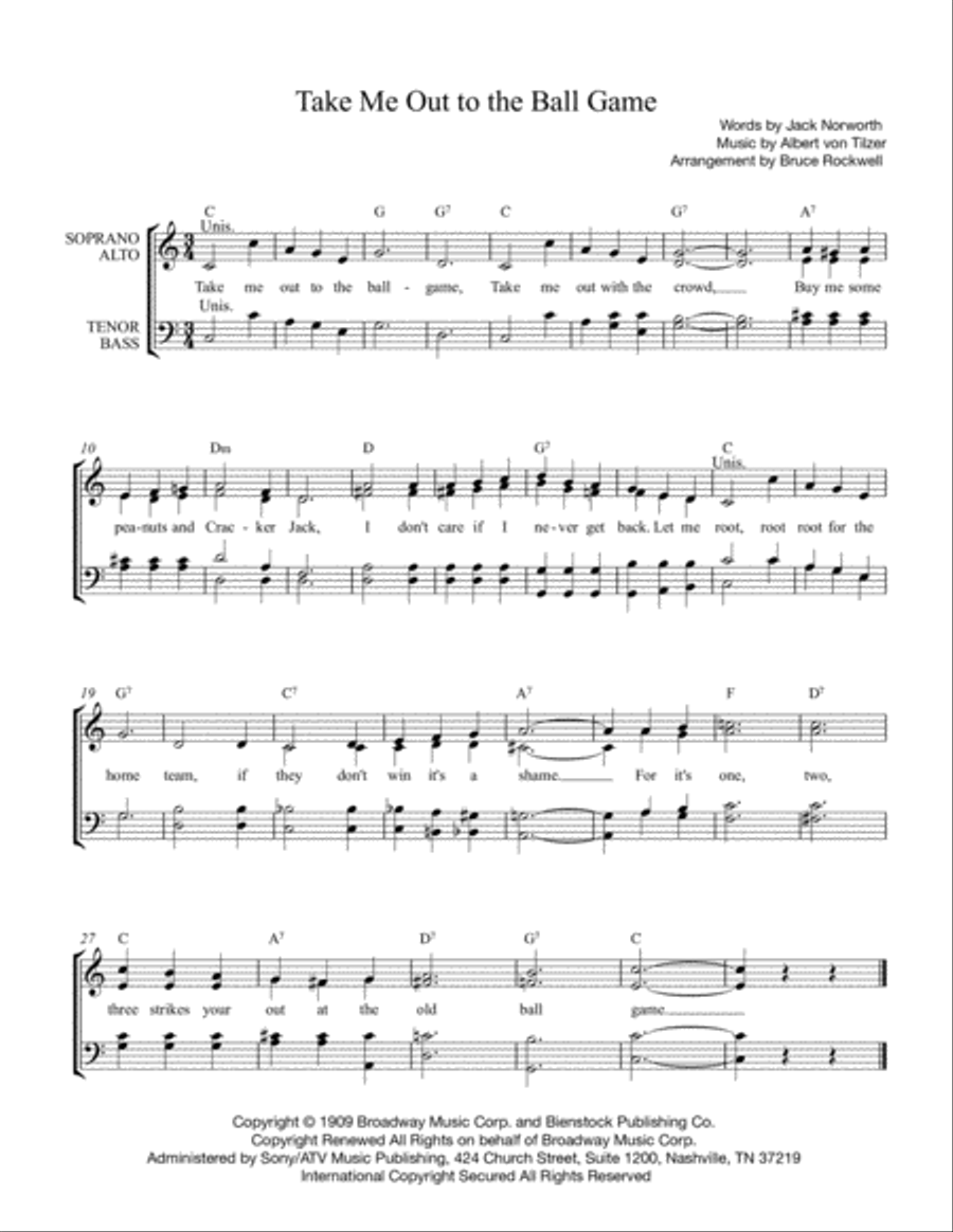 Take Me Out To The Ball Game 4-Part scores gallery preview page 1