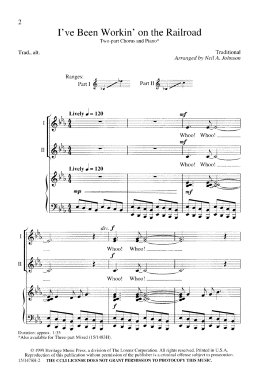 I've Been Workin' on the Railroad 2-Part scores gallery preview page 2