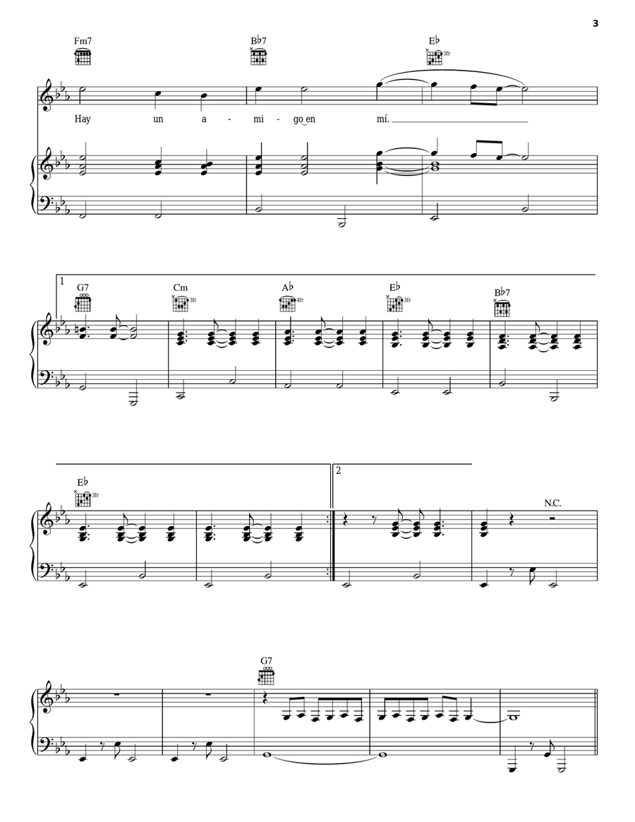 You've Got a Friend in Me (para el Buzz Español) (from Toy Story 3) Piano, Vocal, Guitar scores gallery preview page 3