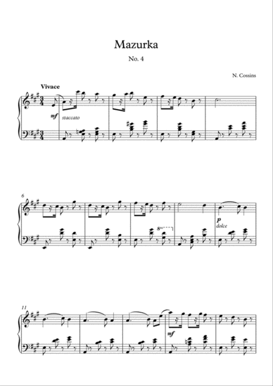 Mazurka No. 4 - N. Cossins (Original Piano Composition) Piano Method scores gallery preview page 2