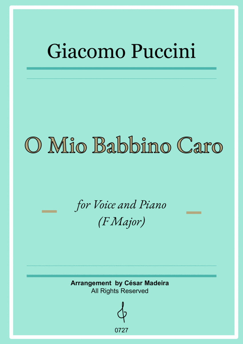 O Mio Babbino Caro by Puccini - Voice and Piano - F Major (Full Score and Parts) image number null