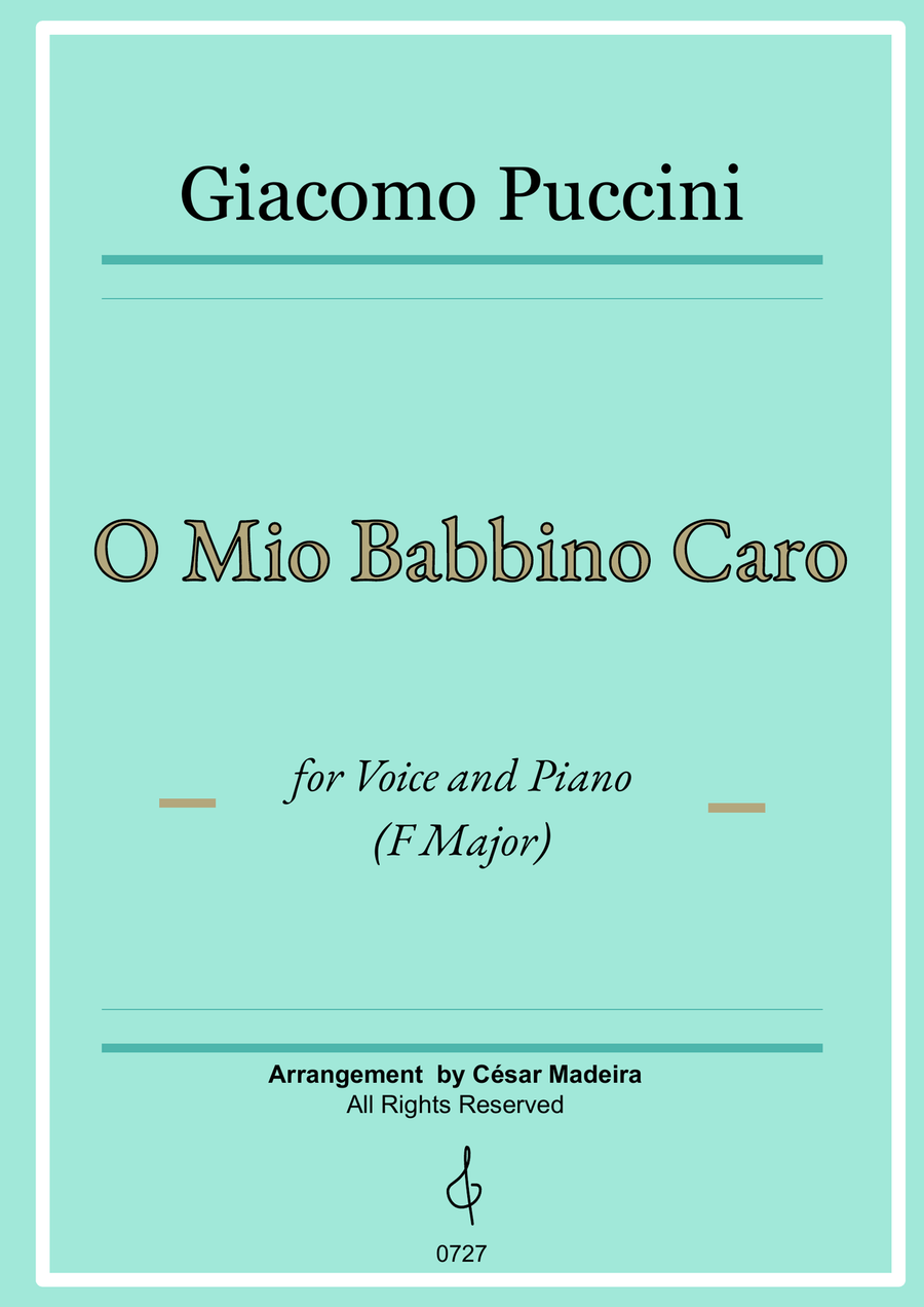 O Mio Babbino Caro by Puccini - Voice and Piano - F Major (Full Score and Parts) Piano, Vocal scores gallery preview page 1