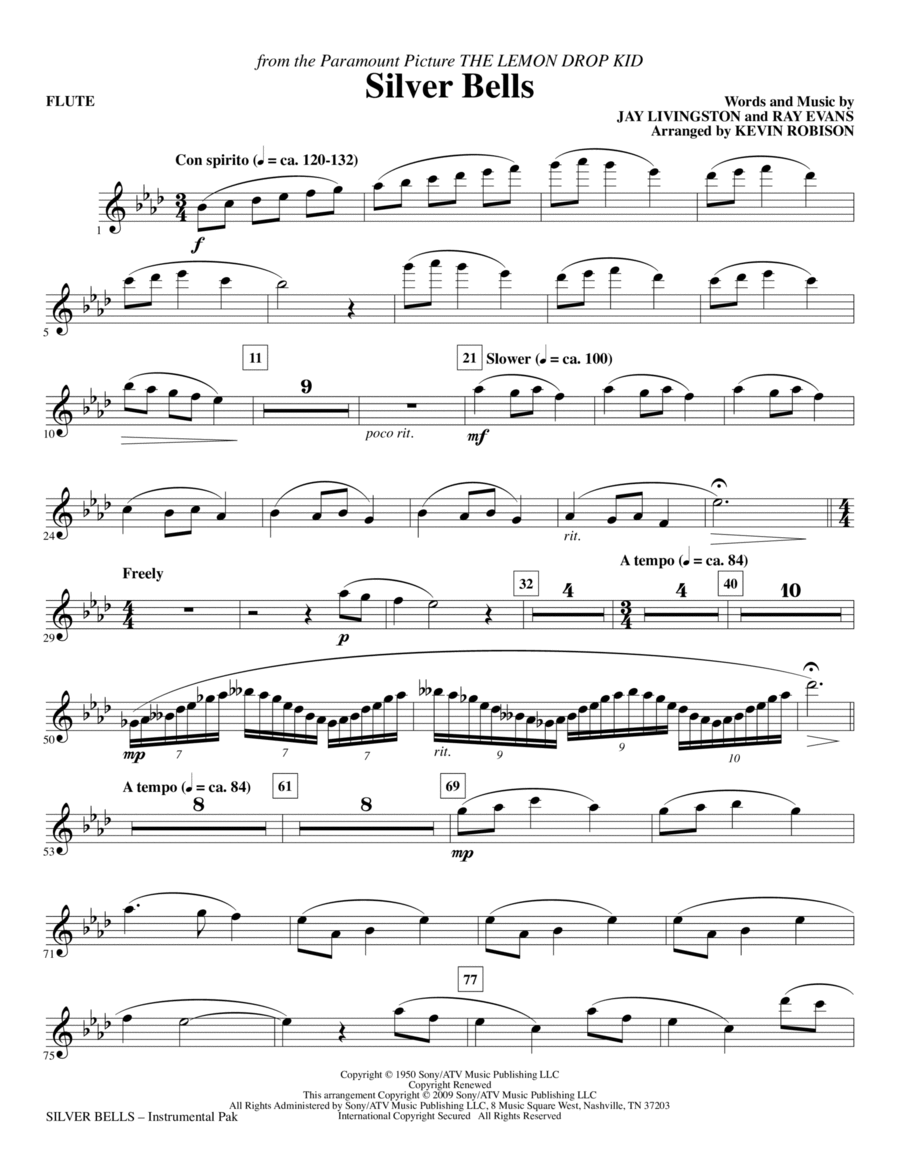 Silver Bells - Flute Choir scores gallery preview page 1