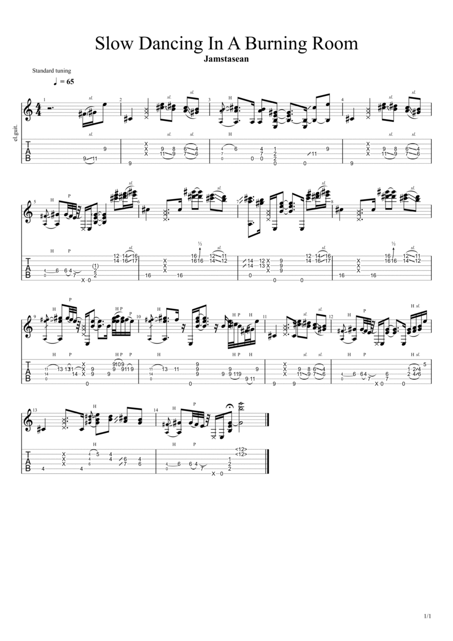 Slow Dancing In A Burning Room Electric Guitar scores gallery preview page 1