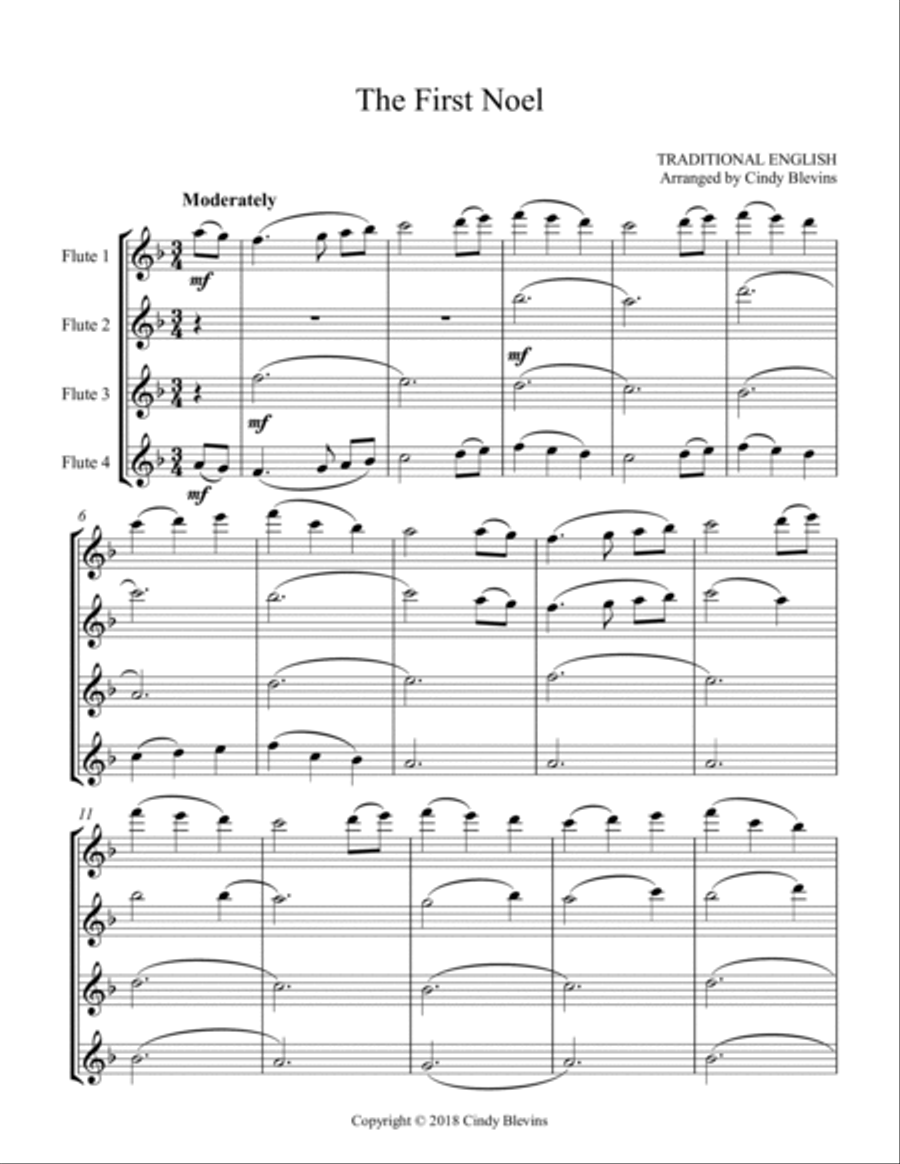 The First Noel, for Flute Quartet Flute Quartet scores gallery preview page 2