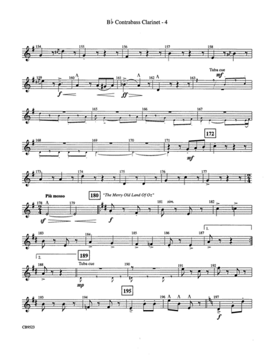 The Wizard of Oz (Medley): B-flat Contrabass Clarinet
