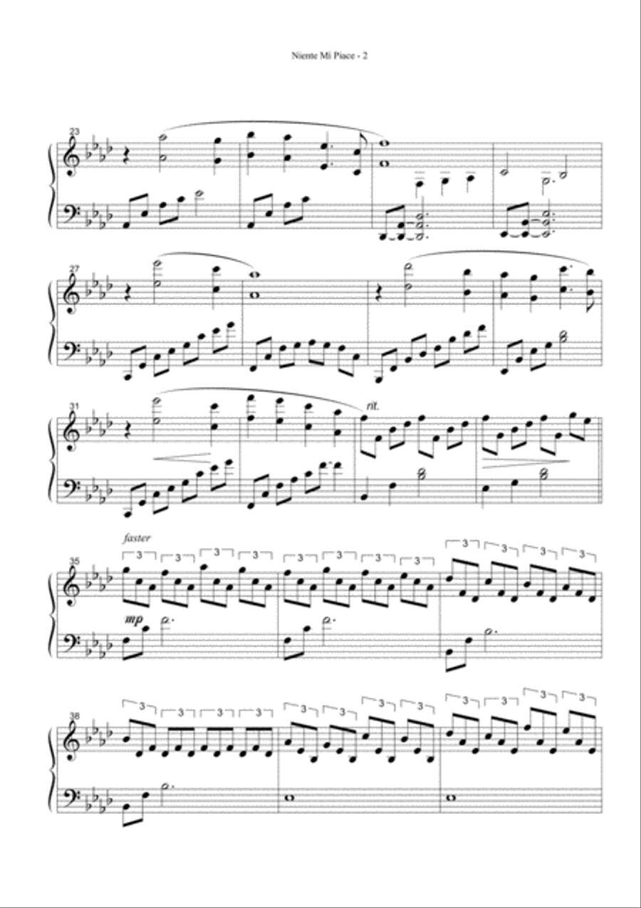 Niente Mi Piace Piano Solo scores gallery preview page 2