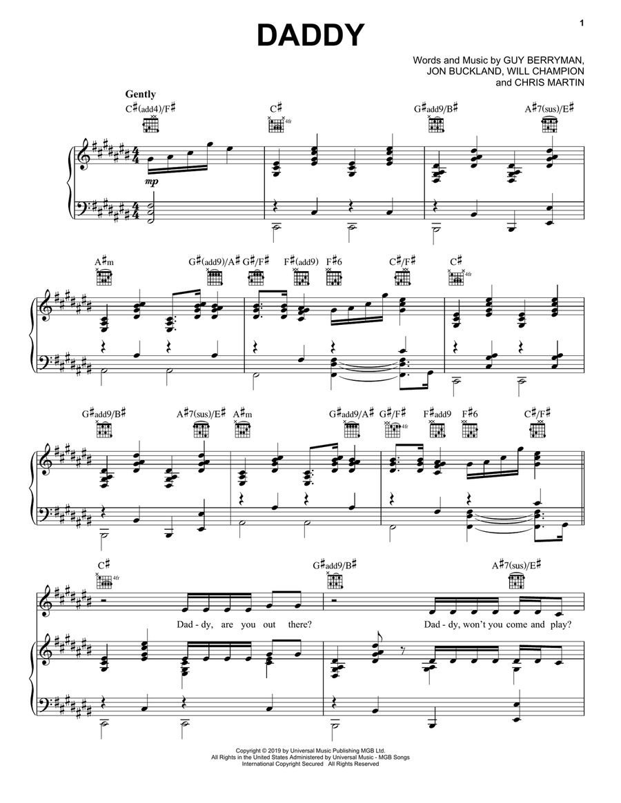 Daddy Piano, Vocal, Guitar scores gallery preview page 1