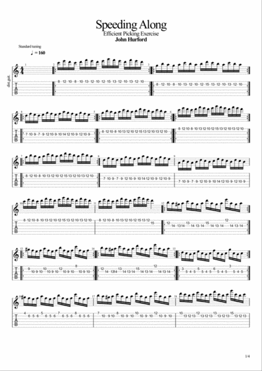 Speeding Along Guitar Tablature scores gallery preview page 1