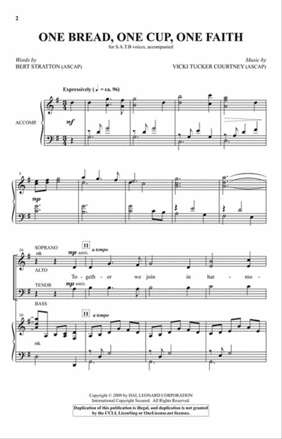 One Bread, One Cup, One Faith 4-Part scores gallery preview page 2