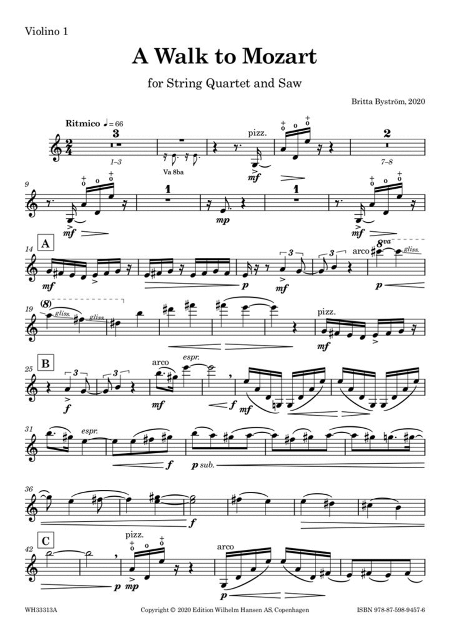A Walk To Mozart String Quartet scores gallery preview page 1