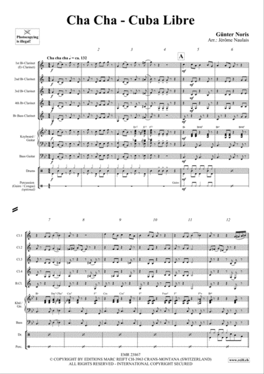 Cha Cha - Cuba Libre Cha Cha - Cuba Libre Clarinet Quintet scores gallery preview page 3