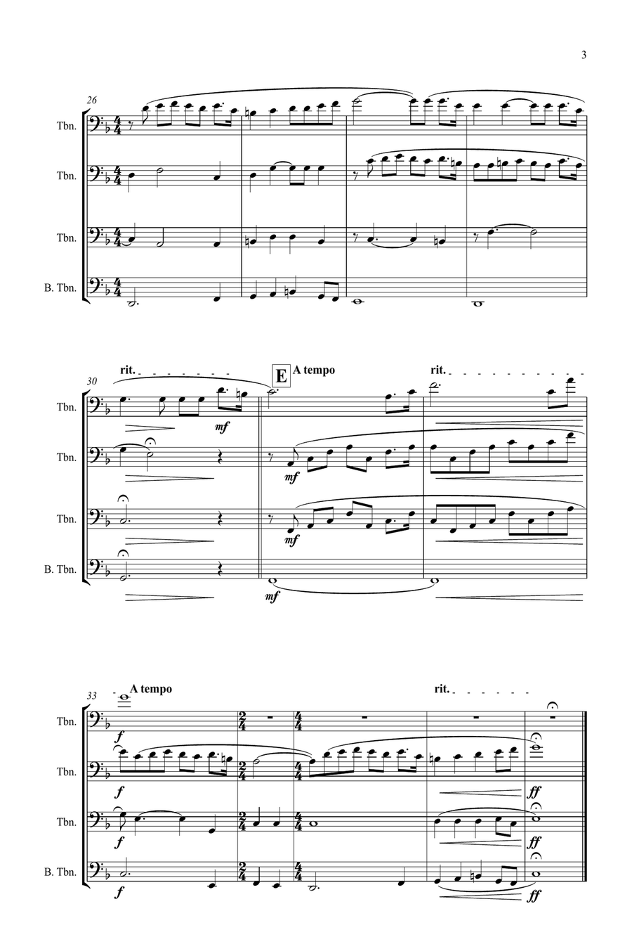 Nessun Dorma - Trombone Choir Brass Quartet scores gallery preview page 3
