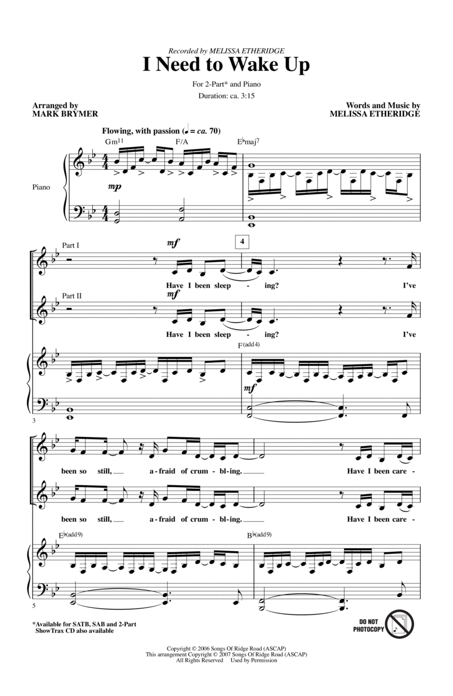 I Need To Wake Up 2-Part scores gallery preview page 1