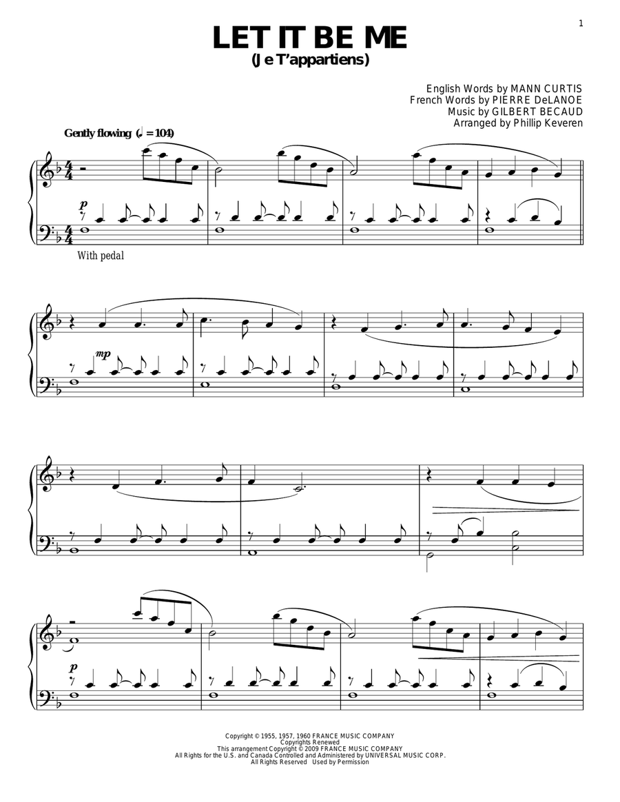 Let It Be Me (Je T'appartiens) (arr. Phillip Keveren) Piano Solo scores gallery preview page 1