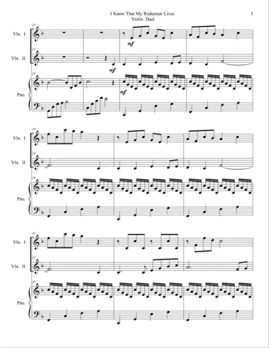 I Know That My Redeemer Lives violin duet String Duet scores gallery preview page 3