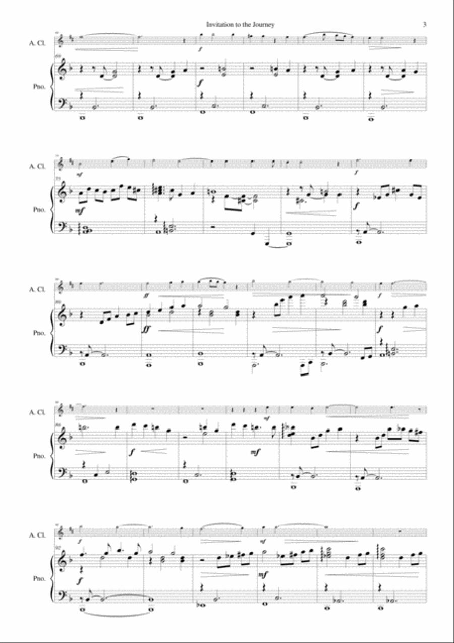 Invitation au voyage (invitation to the journey) for alto clarinet and piano Clarinet scores gallery preview page 3