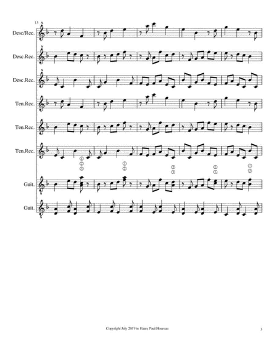 Presence 27ta Guitar and Recorder Octet Woodwind Ensemble scores gallery preview page 3
