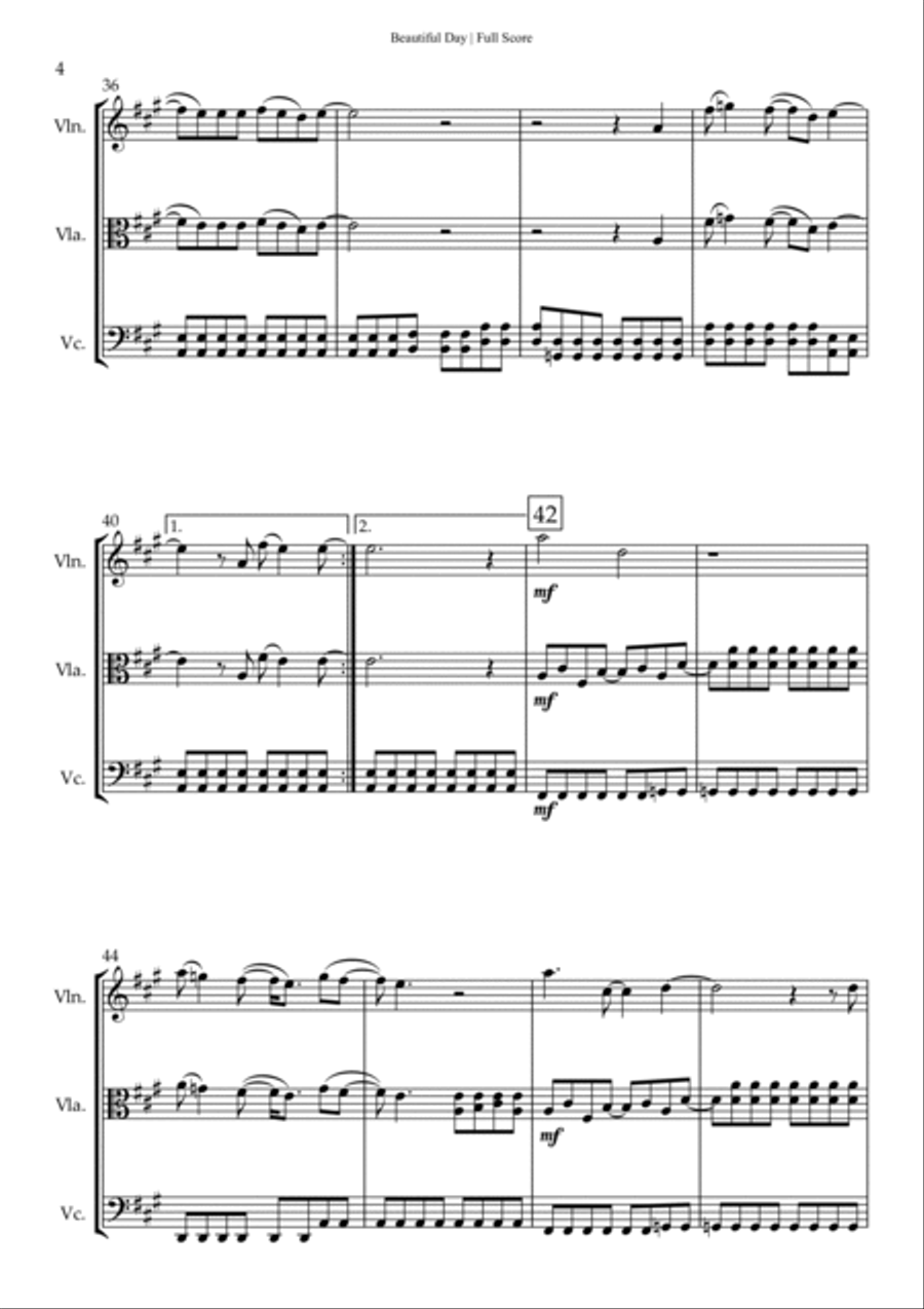 Beautiful Day String Trio scores gallery preview page 4