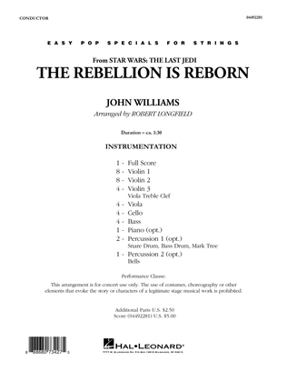 Book cover for The Rebellion Is Reborn (from Star Wars: The Last Jedi) - Conductor Score (Full Score)