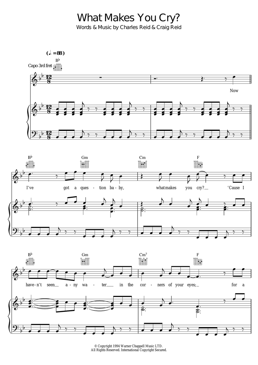What Makes You Cry Piano, Vocal scores gallery preview page 1