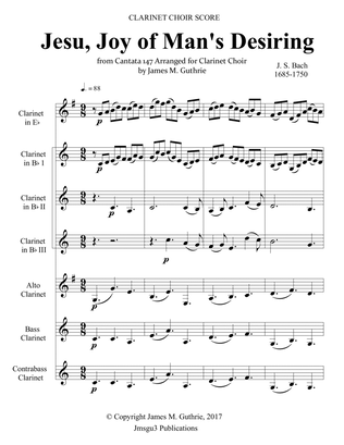 Bach: Jesu, Joy of Man's Desiring for Clarinet Choir