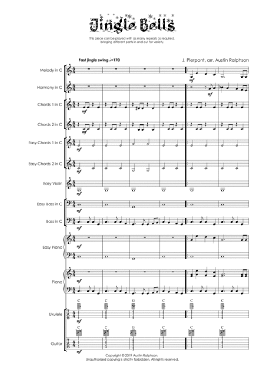 COMPLETE Christmas ensemble pack (5 pieces) - Mixed Abilities Ensembles for Classroom Groups Concert Band scores gallery preview page 5