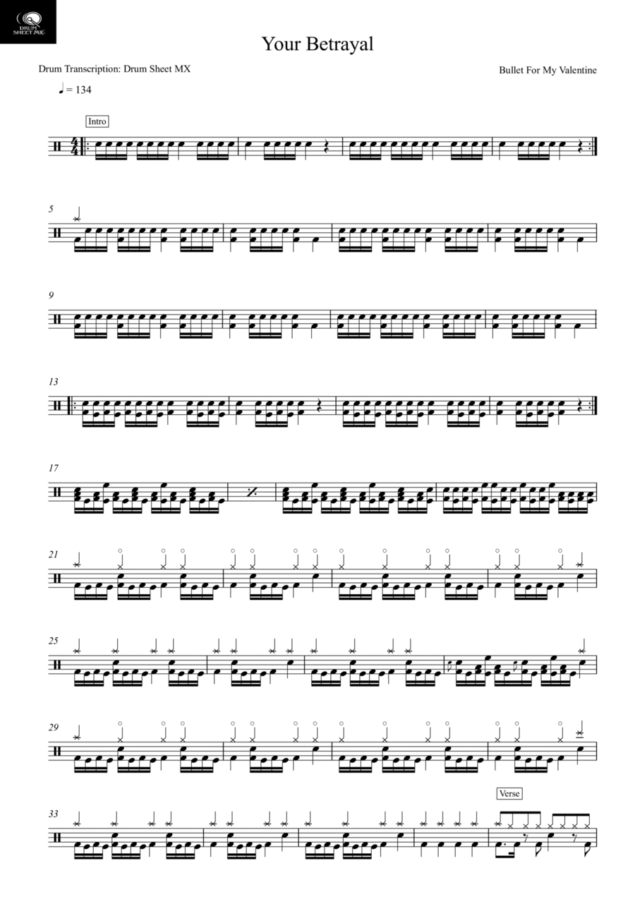 Your Betrayal Drum Set scores gallery preview page 1