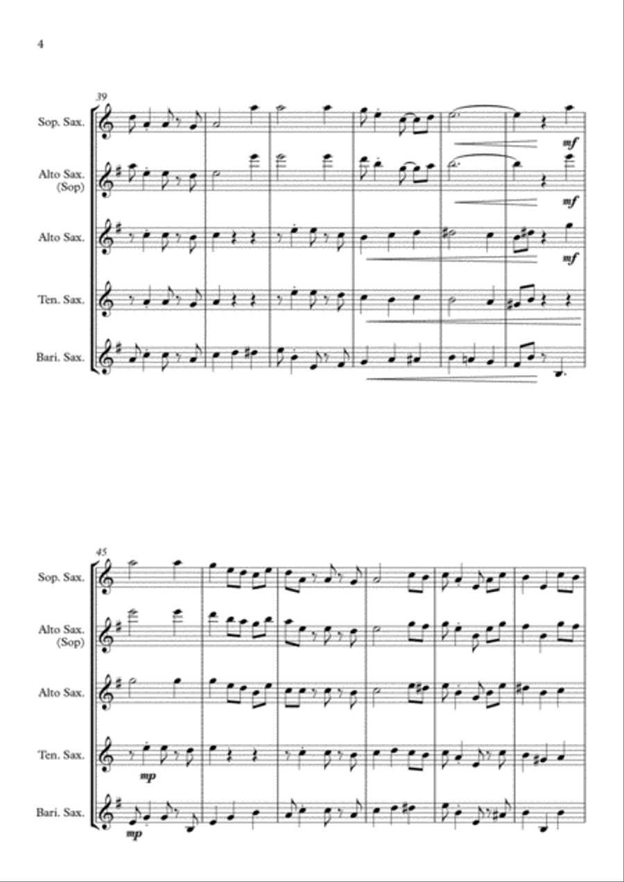 The House of the Rising Sun - for Saxophone Quartet Saxophone Quartet scores gallery preview page 4