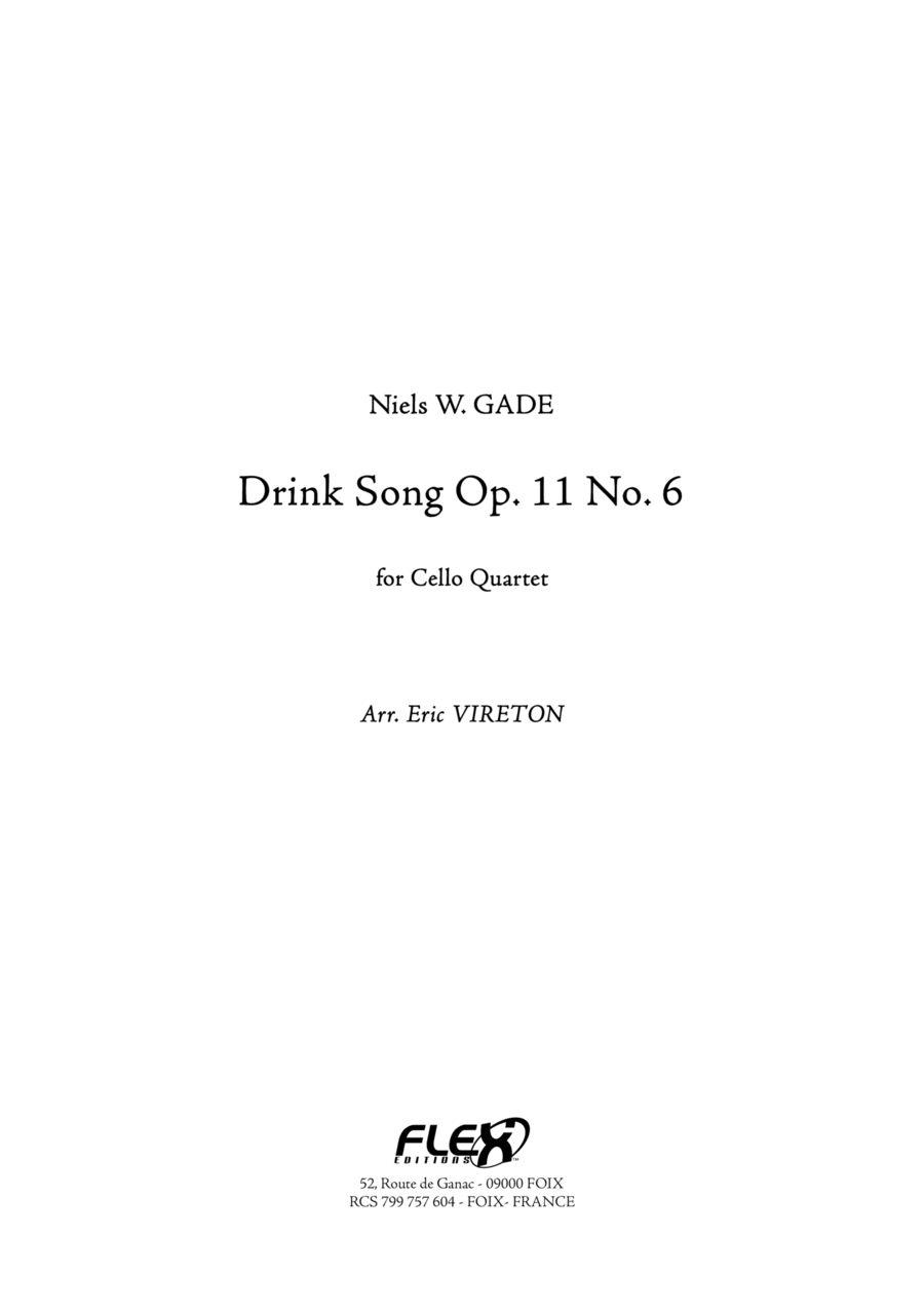 Drink Song Op. 11 No. 6 Drink Song Op. 11 No. 6 Cello scores gallery preview page 1