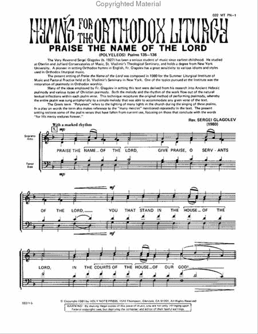 Praise the Name of the Lord 4-Part scores gallery preview page 2