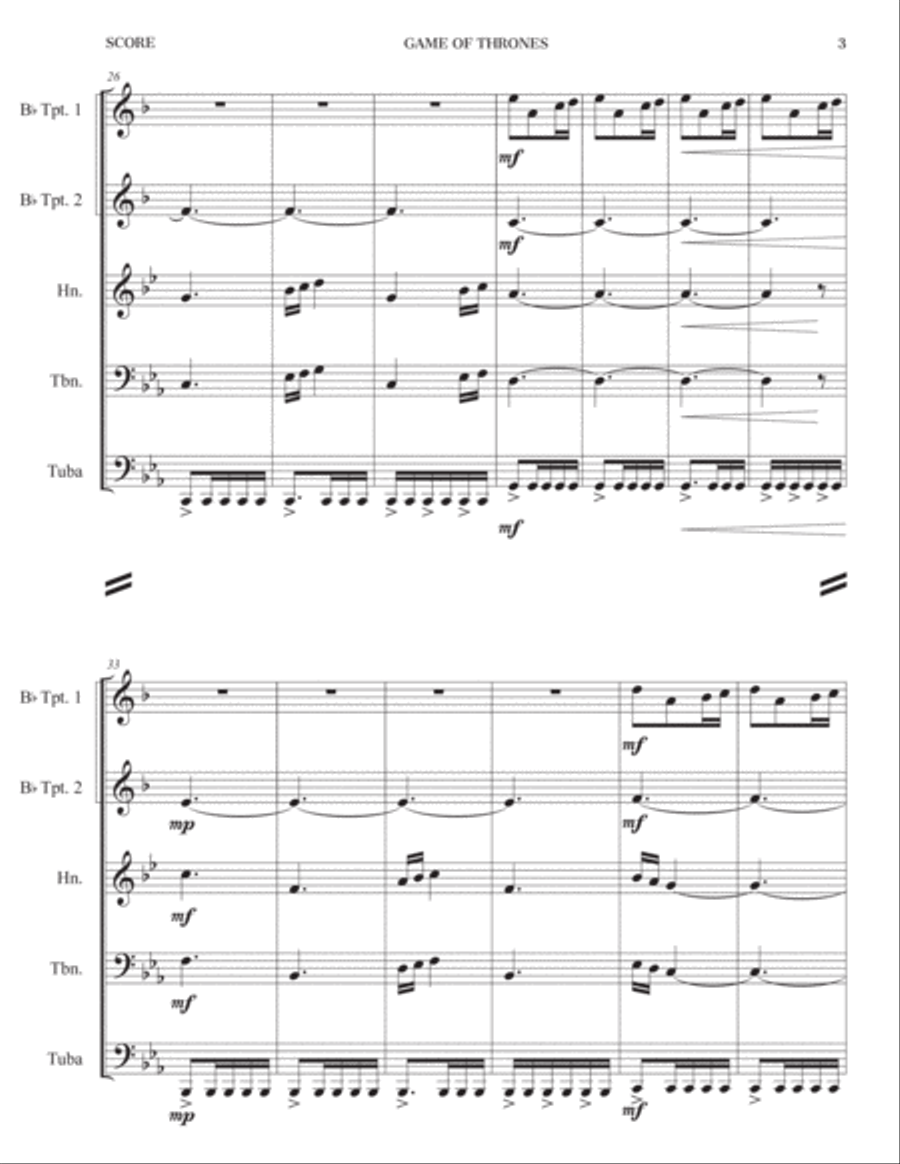 Game Of Thrones Brass Ensemble scores gallery preview page 3