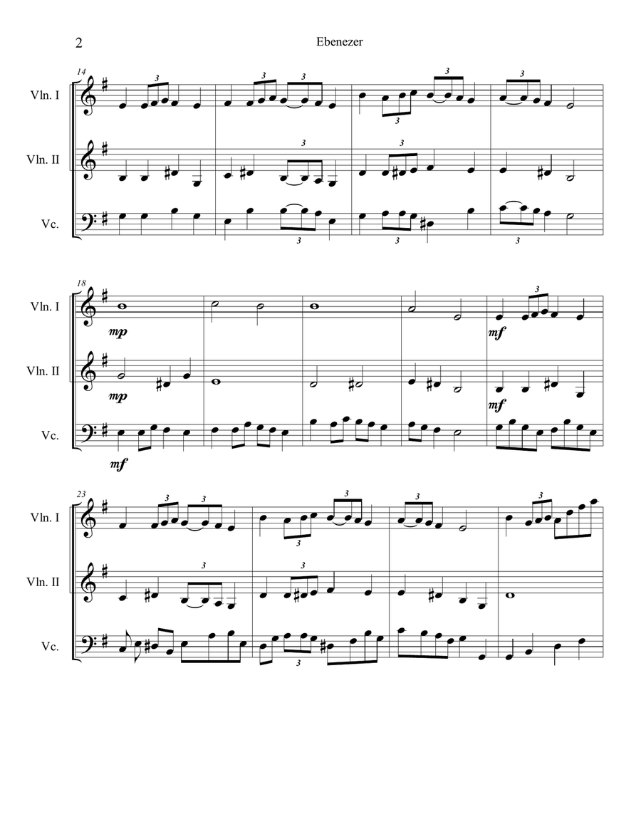 Ebenezer (Hymn Tune) String Trio scores gallery preview page 2