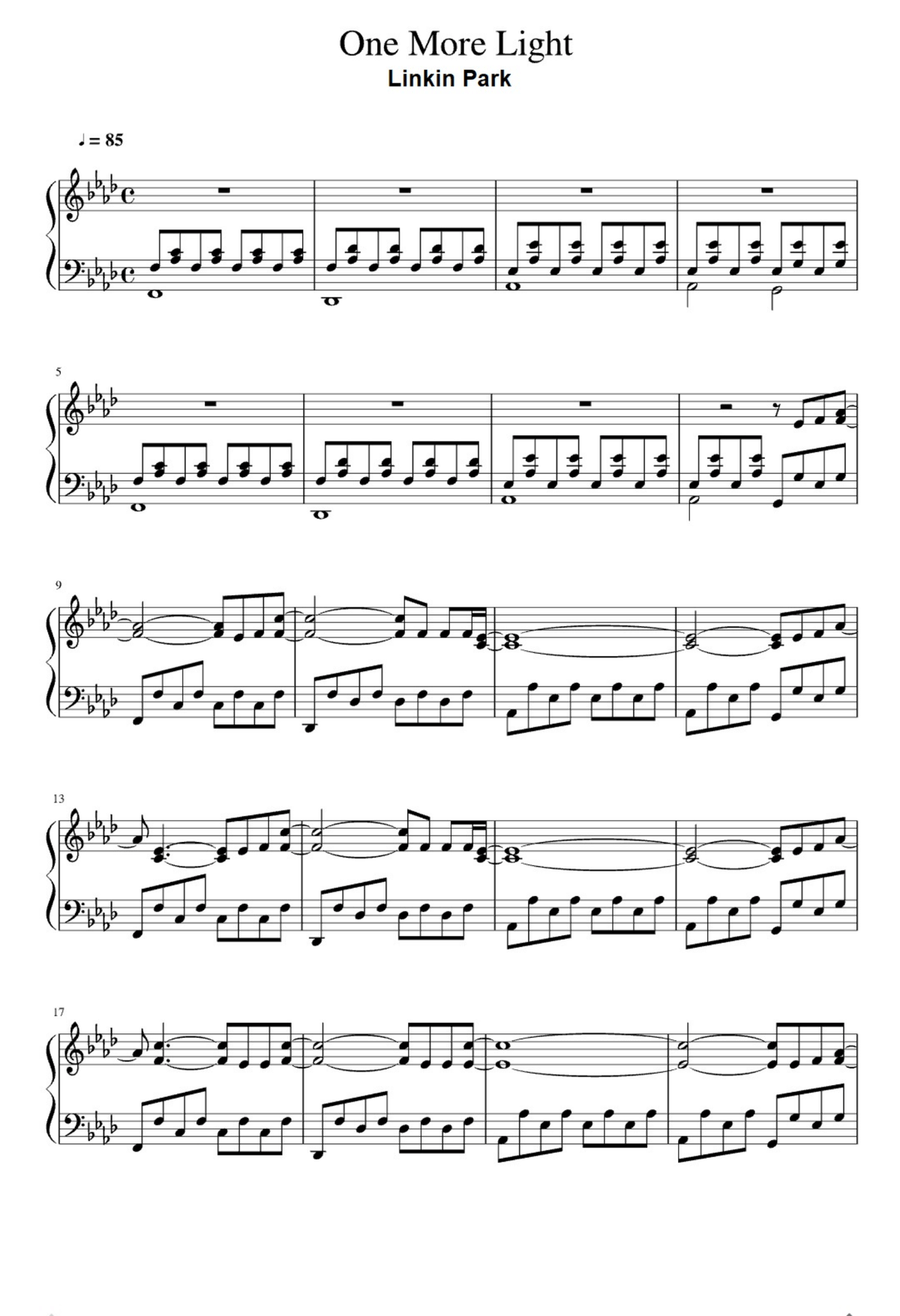 One More Light Easy Piano scores gallery preview page 1